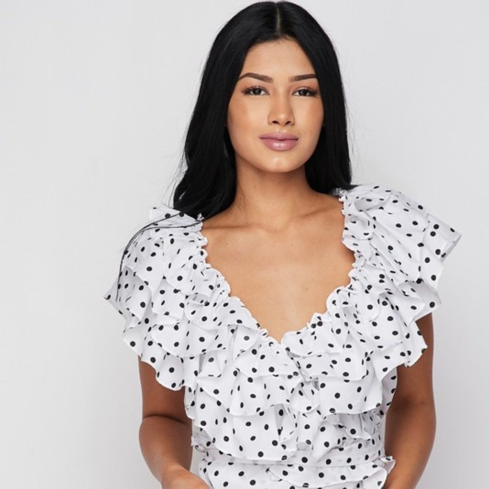 Polka Dot Ruffle Top - Picture 2 of 3